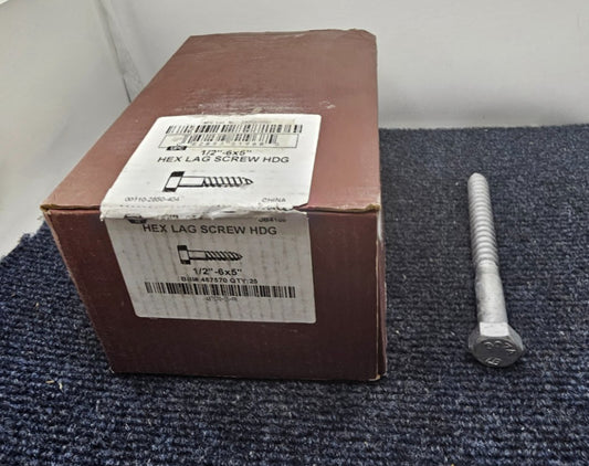 (QTY 25) ACME 487570: LAG 1/2"-6 X 5" HDG PKG HEX HEAD LAG HOT DIP GALVANIZED
