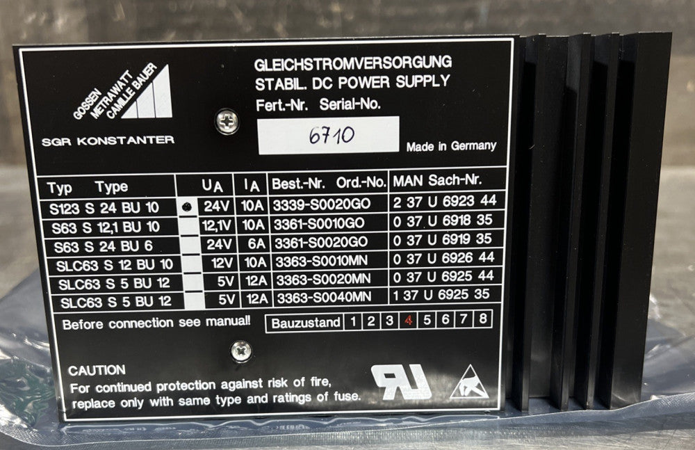 GOSSEN KONSTANTER S123 S 24 BU 10 Power Supply Nos Surplus No Original Box