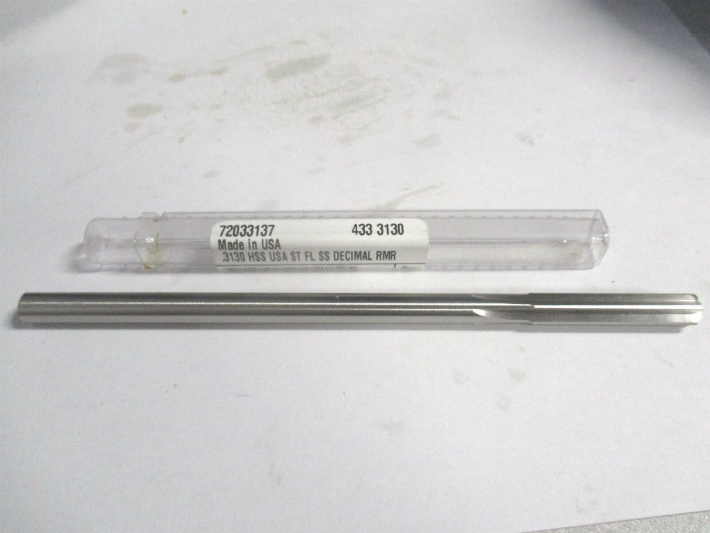 (433-0.3130) 0.313" x 1-1/2" x 6" OAL Straight Shank HSS 6-Flute Chucking Reamer