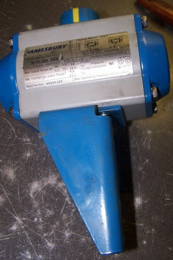 JAMESBURY VPVL100 SR6B PNEUMATIC VALVE ACTUATOR DOUBLE ACTING