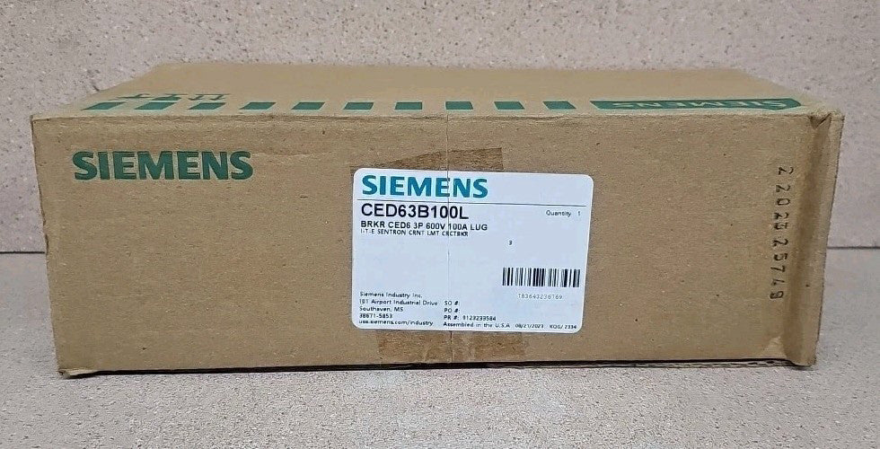 NEW SIEMENS CED63B100L CED63B100 3 P 600 V 100 A LUG I-T-E CENTRON NEW