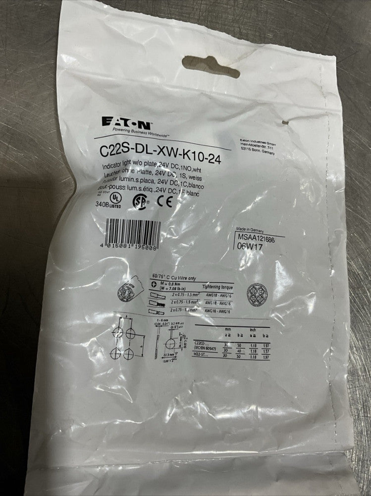 EATON CORPORATION C22S-DL-W-K10-230 / C22SDLWK10230 Nos Surplus