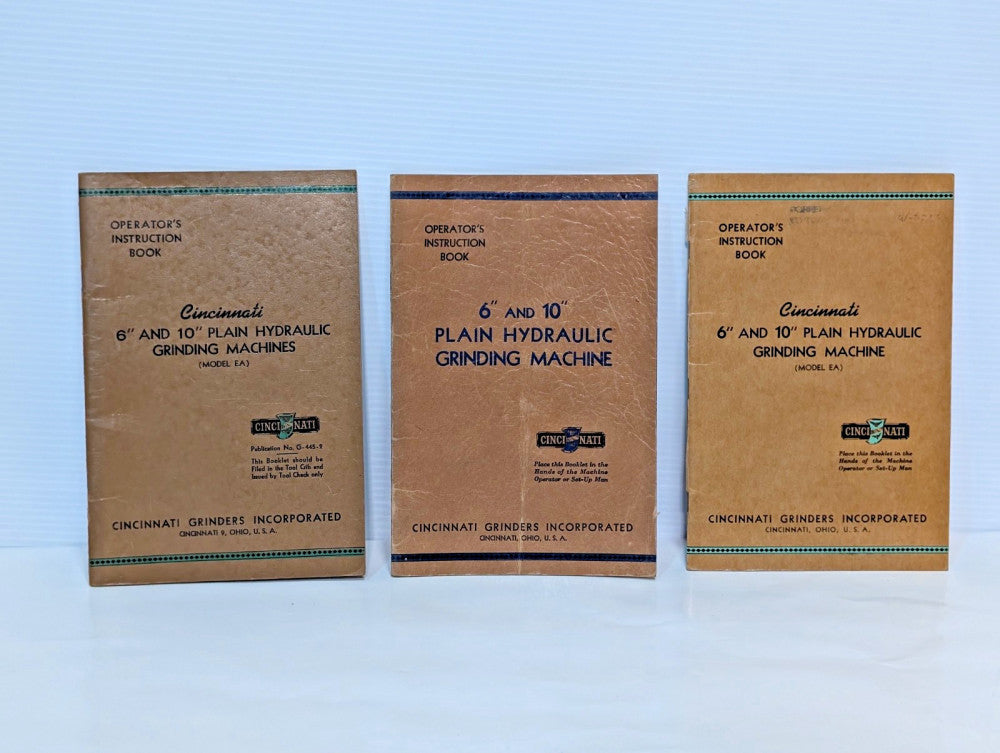 Cincinnati EA 6" & 10" Plain Hydraulic Grinding Machine Operators Instructions