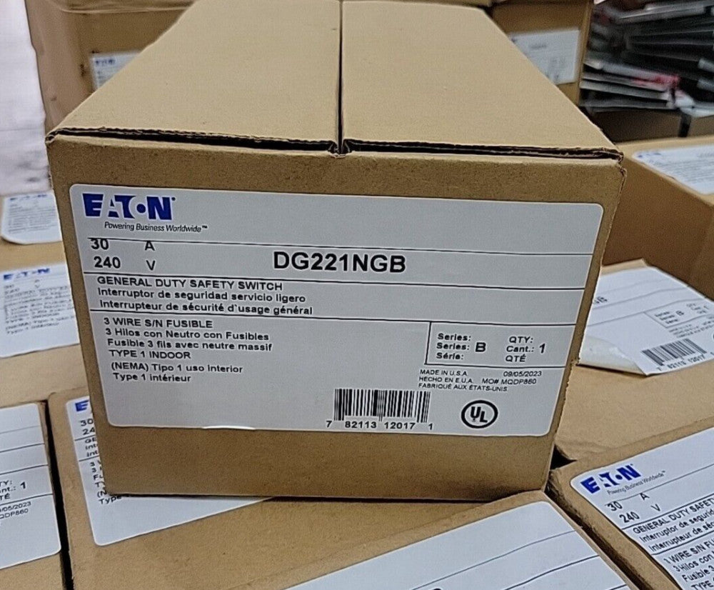 NEW Eaton DG221NGB 30 amp 2p 240v Fused Indoor Disconnect 1PH
