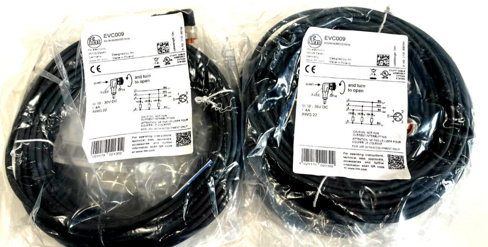 NEW IFM EFECTOR ADOAH043MSS0010H04 EVC009 CONNECTING CABLE WITH SOCKET LOT OF 4