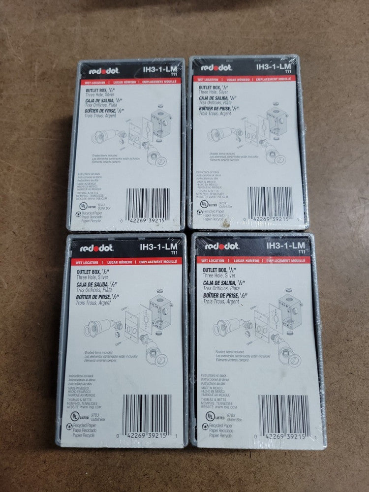 1- Red Dot IH3-1-LM 3 Hole 1 Gang Outlet Box New
