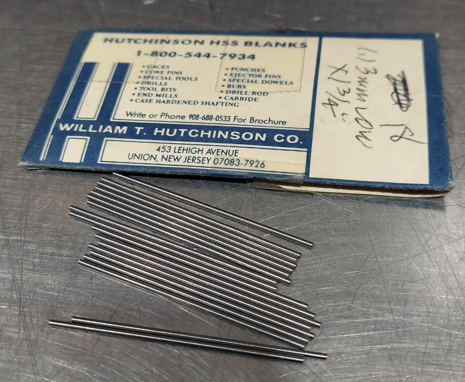 Lot Of 18 - USA Hutchinson 1.13mm x 1-3/4" Low Drill Blank Reamer Pin Gage