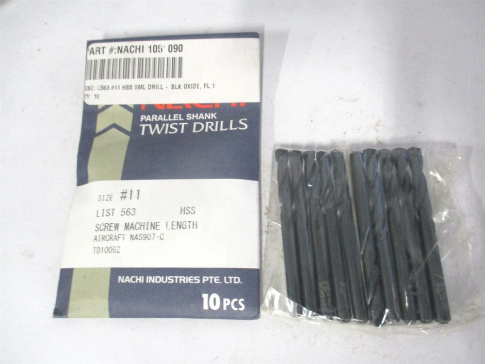Nachi (1051090) #11 Size 135° 1-3/16 OAL HSS Screw Machine Drill Bit - Lot of 10