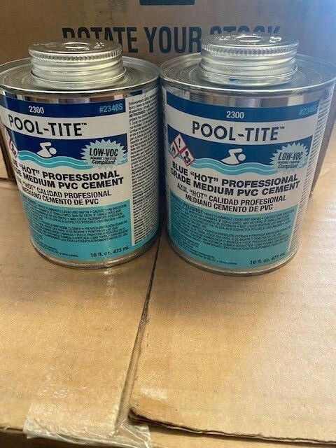 (2 Pack) POOL-TITE 2346S MEDIUM HOT LOW VOC PVC CEMENT, 16 OZ EA