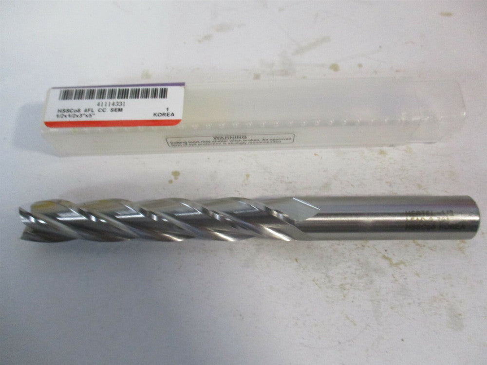 (E2041032) 1/2" x 3" x 1/2" x 5" OAL 4 Flute Cobalt RH Spiral Square End Mill 