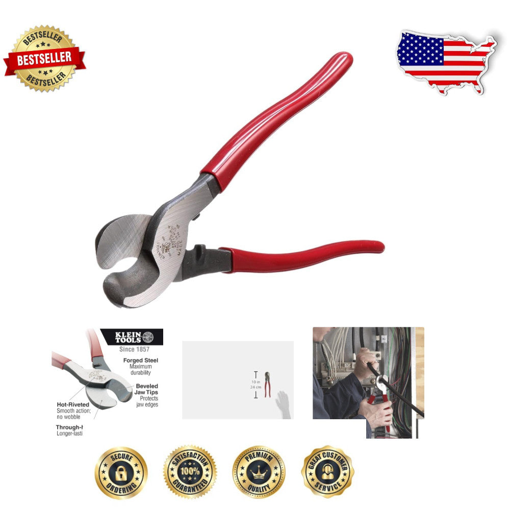 Compact Professional Cable Cutter - Forged Steel, Red, Heavy-Duty Performance