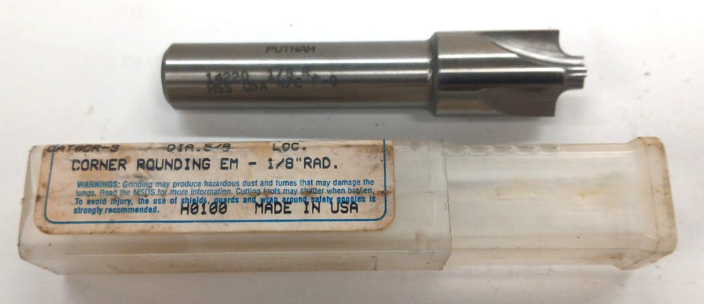 PUTNAM CORNER ROUNDING ENDMILL 1/8" RADIUS 5/8" DIA 4 FLUTE HS OAL 3" SHANK 1/2"