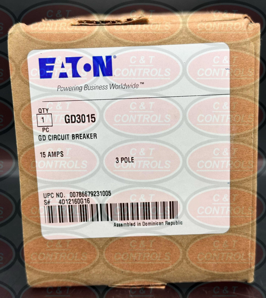 Eaton GD3015 3P 15A 480V Circuit Breaker New In Box USA Stock