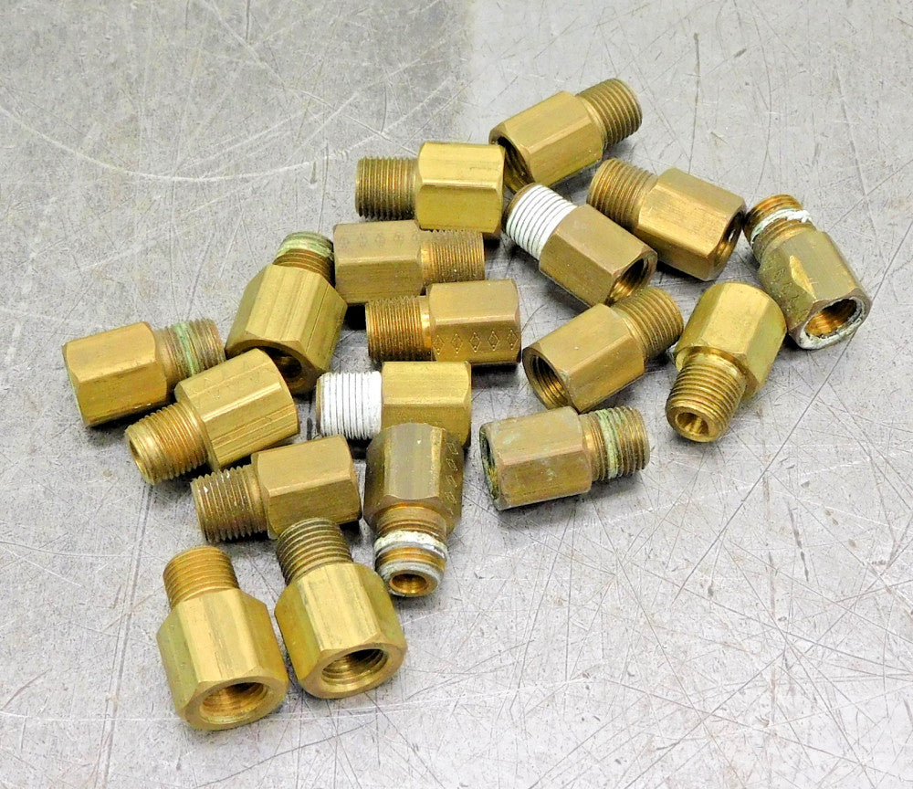 Brass Hex Adapter Fitting 1/8" x 1/8" NPT Lot of Eighteen (18)