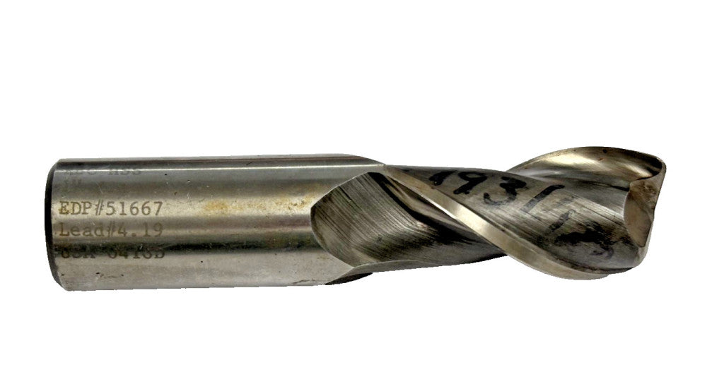 RBC HSS 1" DIA END MILL EDP# 51667 LEAD #4.19 2 FLUTE, 2" LOC, 4-1/2" OAL