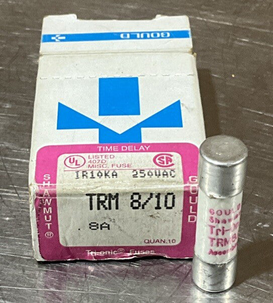 TRM8/10 TRI-ONIC TRM8/10, 0.8A, 250V AC, Time Delay, Ferrule Fuse (1EA) Nos