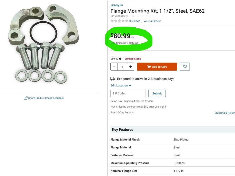 1 ½” Split Flange Kit FF593-24 1-1/2" EATON AEROQUIP Steel Code 61 3000psi [B3S3