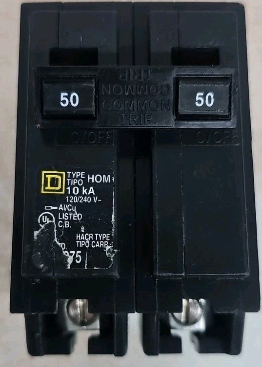 SQUARE D HOM250 50 Amp 2 Pole 120/240V Circuit Breaker NTO