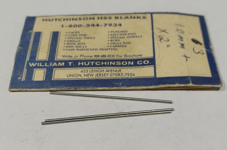 Lot Of 3 - USA Hutchinson 1.0mm x 2" Drill Blank Reamer Pin Gage