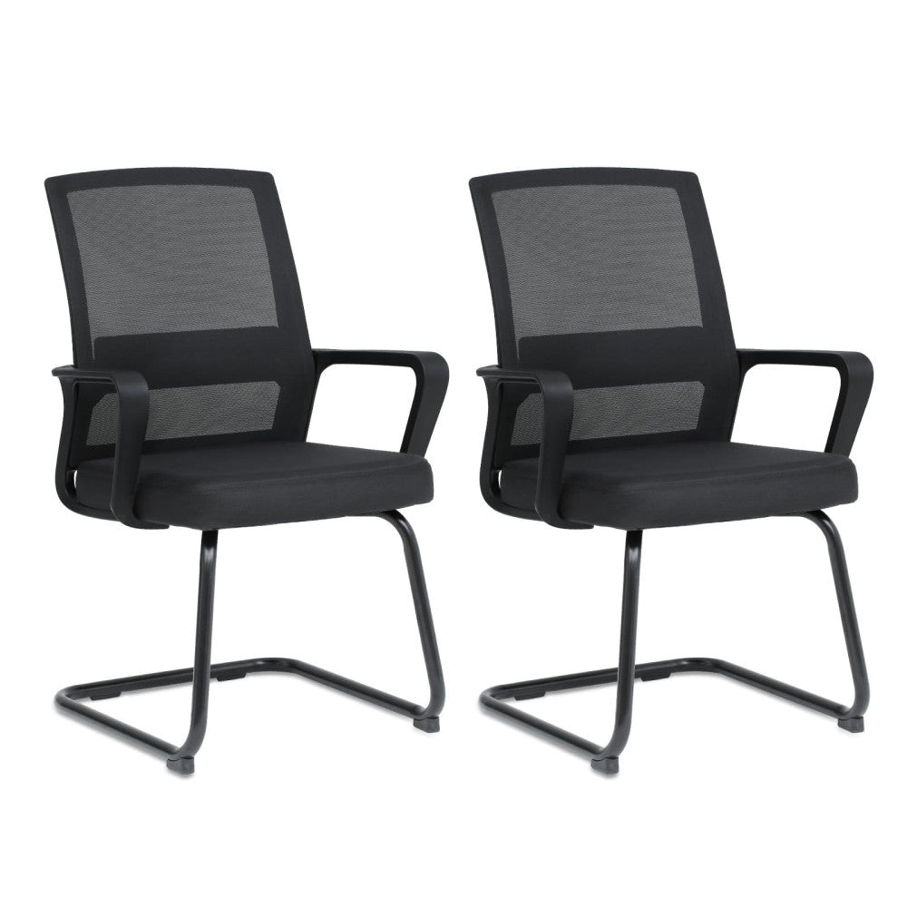 Desk Chairs No Wheels Set of 2, Office Guest Chairs with Sled Base Mesh Back ...