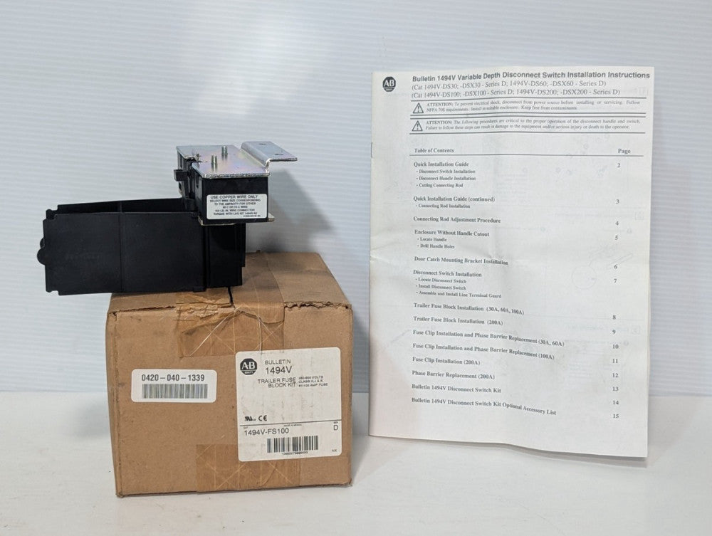 Allen-Bradley 1494V-FS100 Trailer Fuse Block Kit for Variable Depth Disconnect