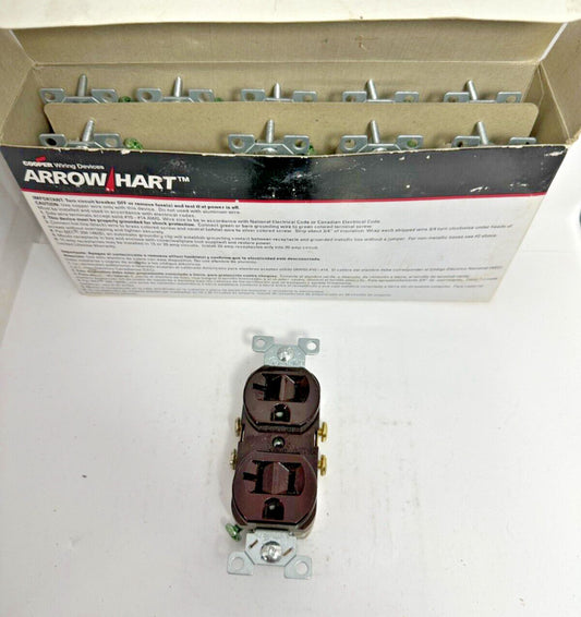 (Box of 10) CR20B Brown Duplex Receptacles 20A 125V 2-Pole 3-Wire Grounding