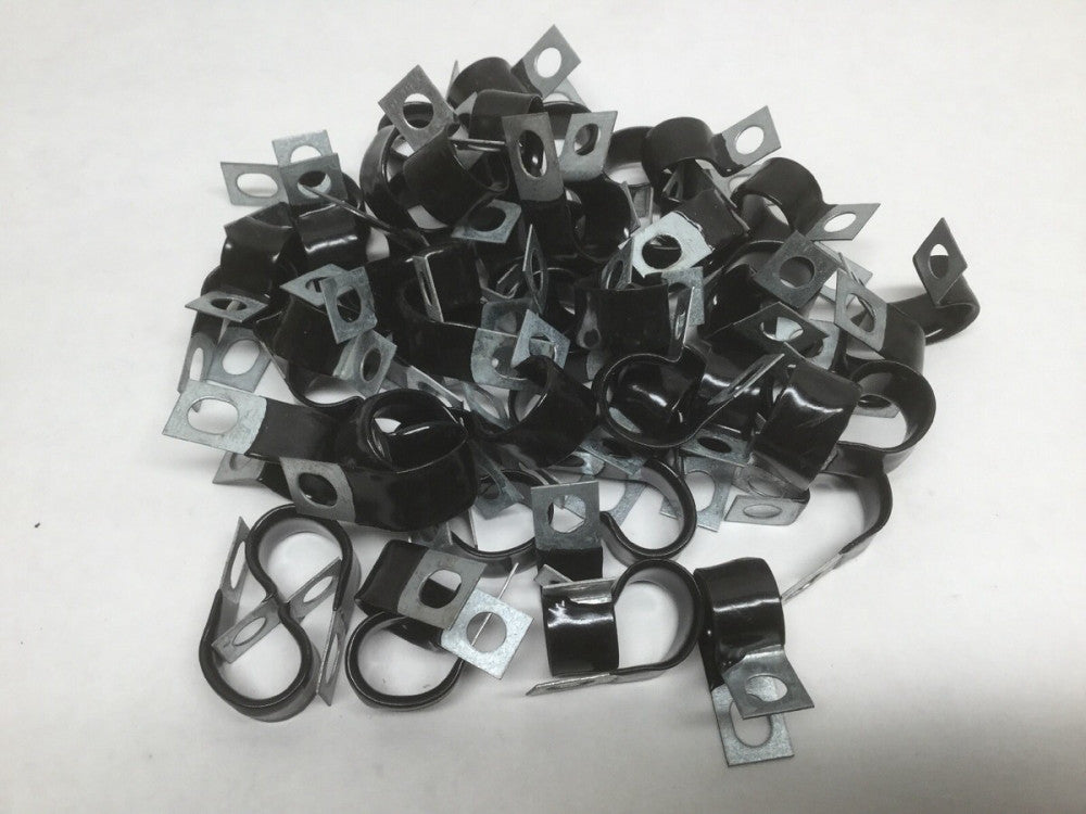 LaVanture 1/2” Cable Clamps Steel Alloy W/ Black Vinyl Cushion 1/2” W (50 Pack)