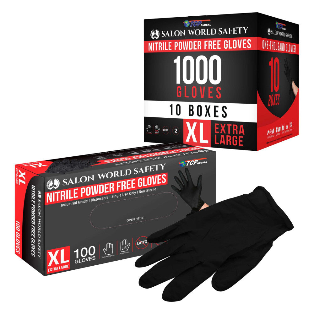 Black Nitrile Disposable Gloves, 10 Boxes of 100, X-Large, 4 Mil  - Latex Free