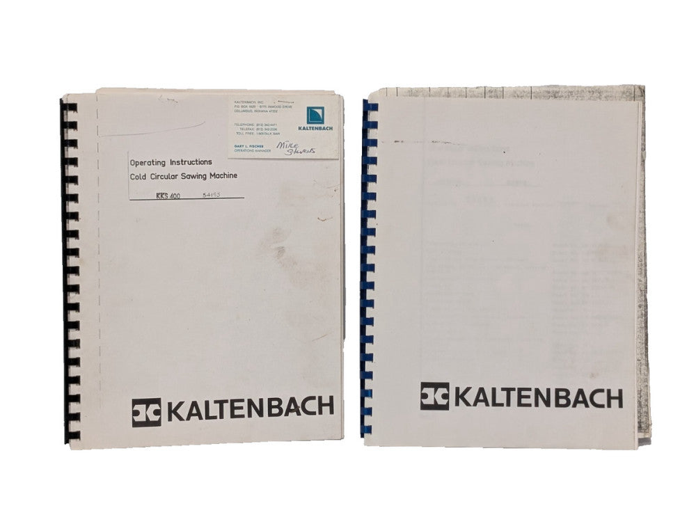 Kaltenbach Operating Instruction Manuals for Cold Circular Sawing Machine KKS-40