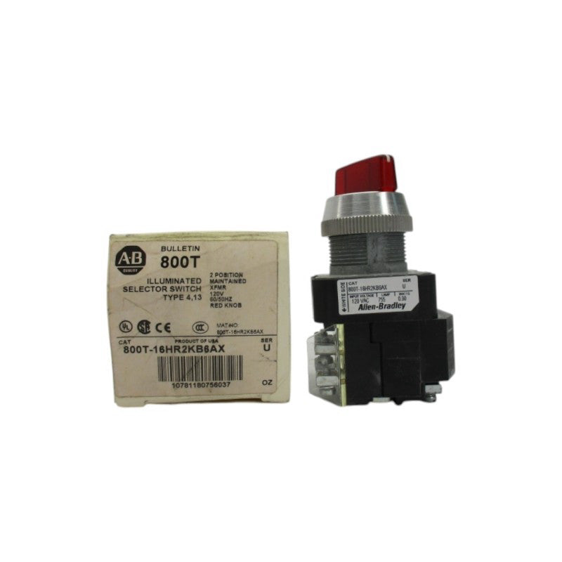 ALLEN BRADLEY 800T-16HR2KB6AX SER. U 120V (WH) NSMP
