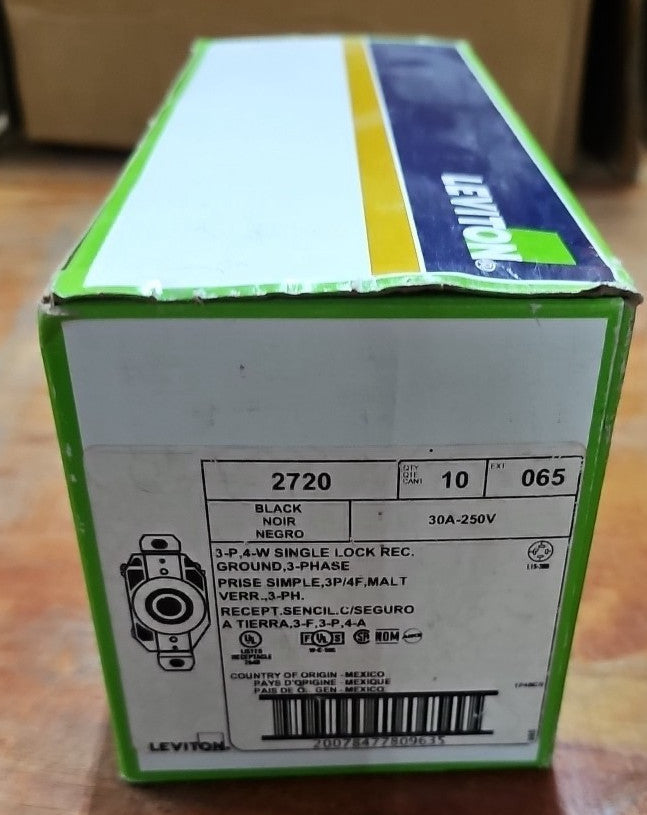 BOX OF 10 Leviton 2720 Locking Receptacle new