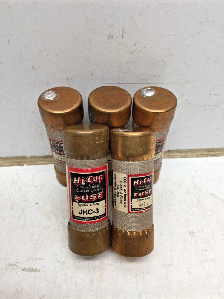 BUSSMANN BUSS JHC-3 HI-CAP CLASS J FUSE 3 AMP 600VAC (LOT of 5)