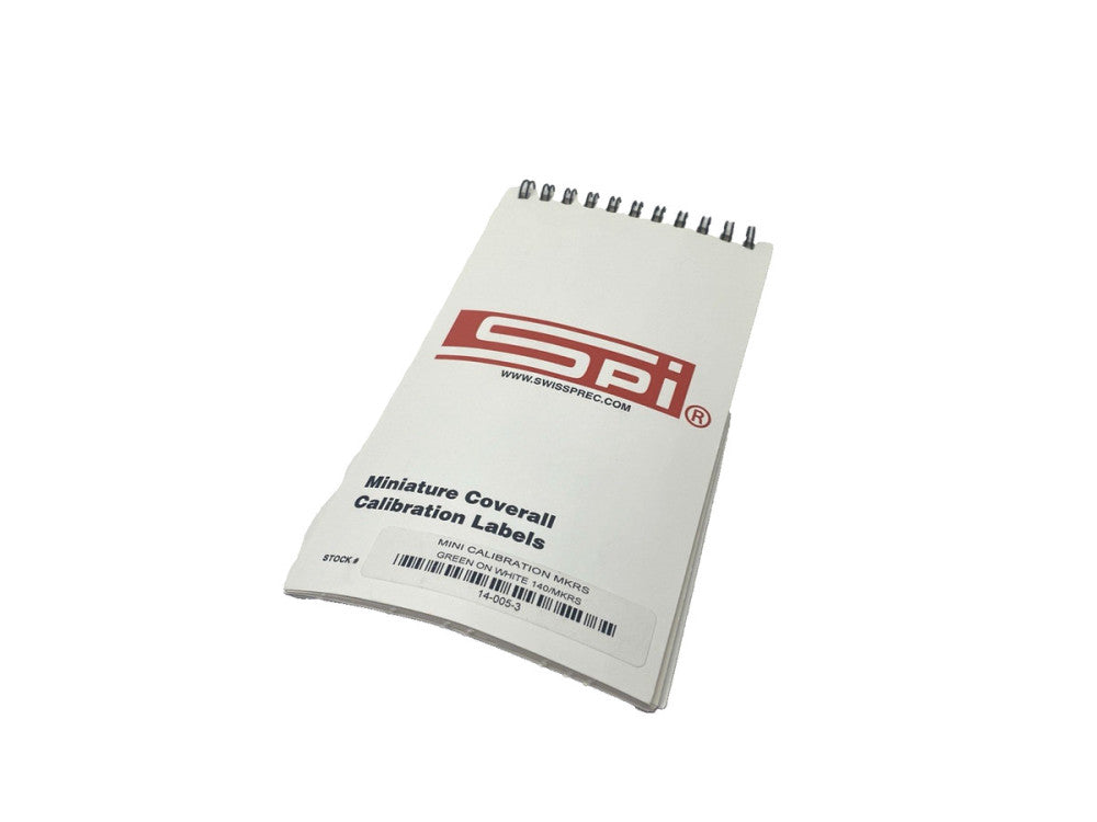 SPI 14-005-3 Miniature Clear Coverall Calibration Label, Green 1" x  5/8" 140-PK