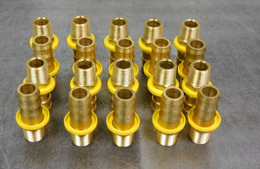 3/4" Hose Barb x 1/2" Male NPT Brass Adapter Threaded Fitting Lot of Twenty (20)