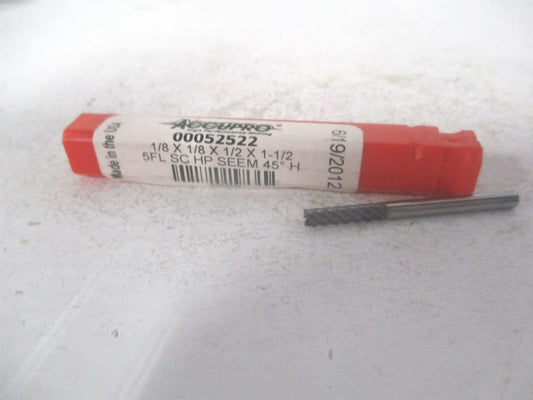 (545S1250C11) 1/8" x 1/4" x 1/8" x 1-1/2" OAL 5Fl Solid Carbide Square End Mill 