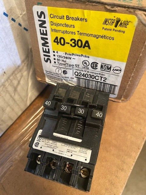 (1) Siemens Q24030CT2 One 30-Amp One 40-Amp Double Pole Circuit Breaker