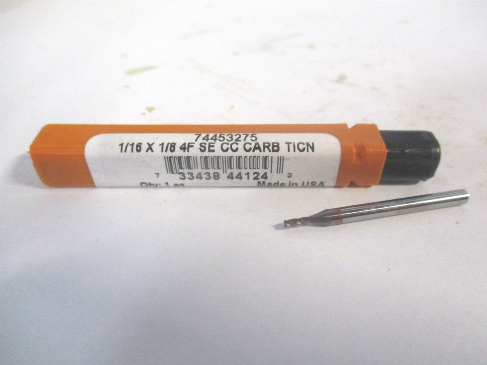 (750434) 1/16" x 3/16" x 1/8" x 1-1/2" OAL Solid Carbide 4 Flute Square End Mill