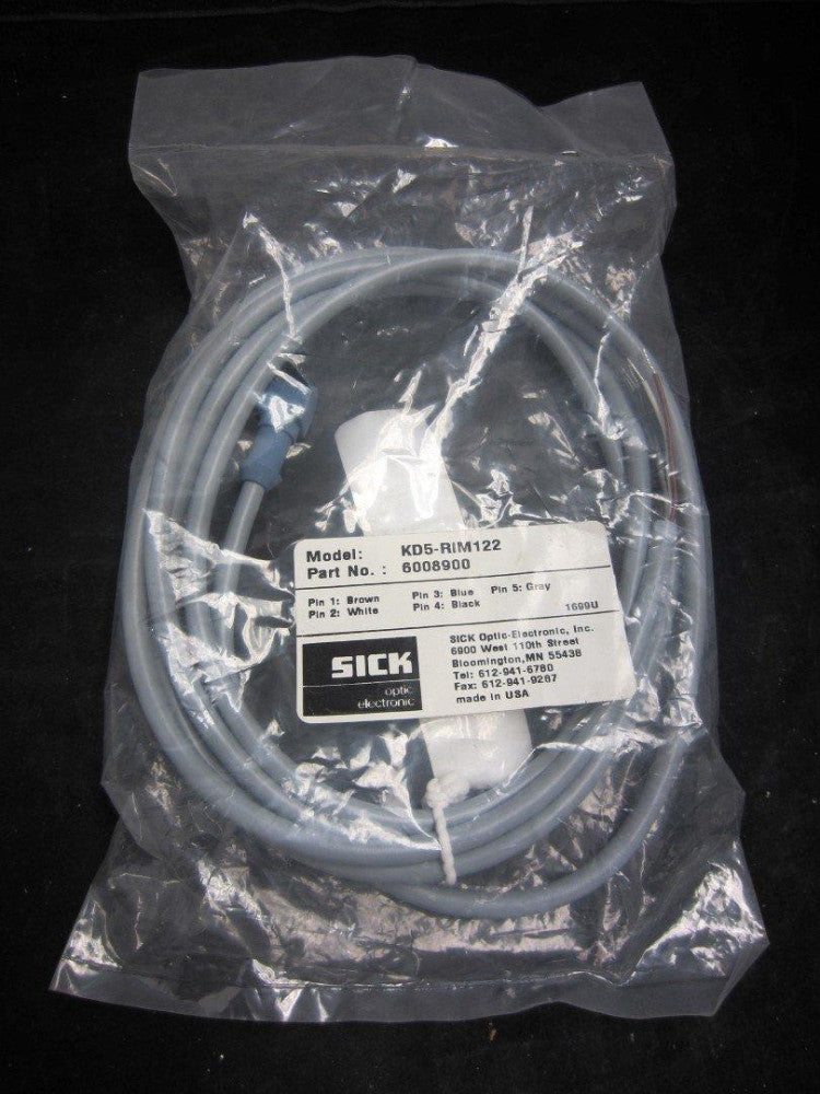 NEW Sick KD5-RIM122 Cable with Right Angle Plug 2M, 5-Wire 