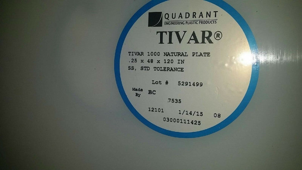 Quadant TIVAR  1000 WHITE NATURAL PLATE .125 X 48" X 120"