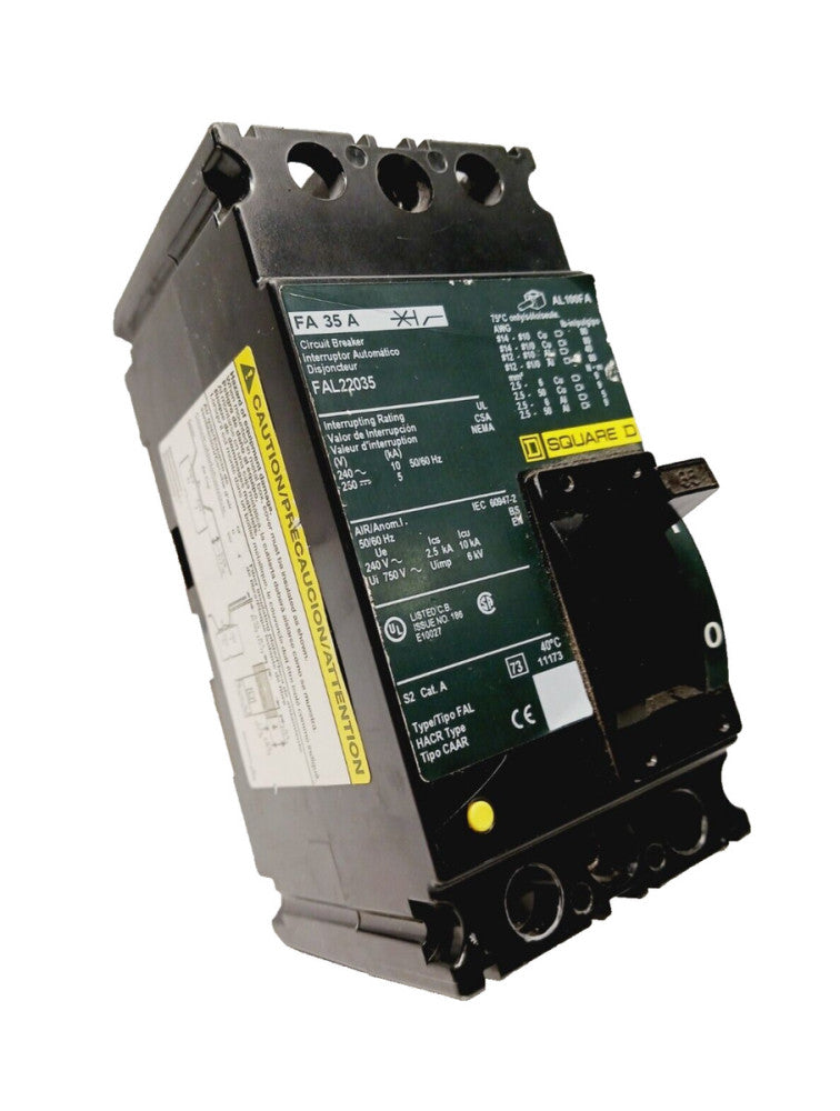 SQUARE D 35 AMP CIRCUIT BREAKER 2 POLE 240 VAC / 250 VDC  FAL22035