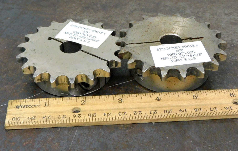 Martin - 40B18 Stock Bore Sprocket 5/8 in. Bore 18 Teeth #40 Lot of Two (2)