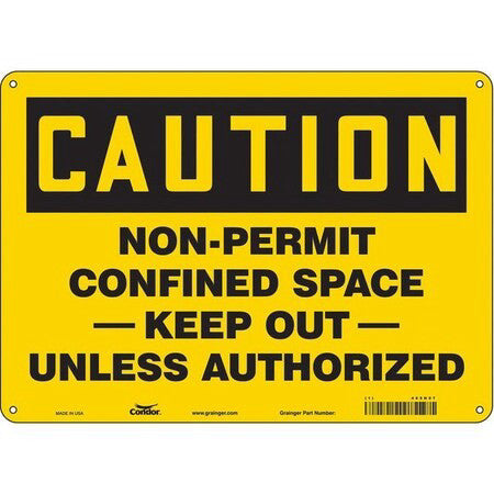 Condor 465H07 Safety Sign, 10 In Height, 14 In Width, Aluminum, Horizontal