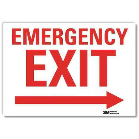 Lyle U7-1077-Rd_14X10 Exit Sign, Vinyl, 14" W, 10" H, Emergency Exit (Arrow