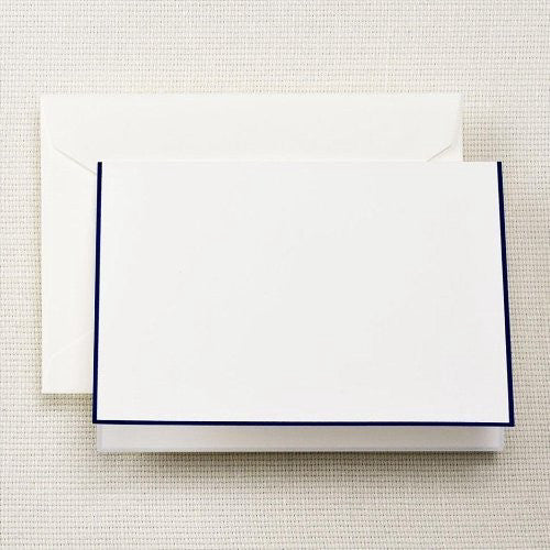 Crane & Co. Regent Blue Bordered Pearl White Note