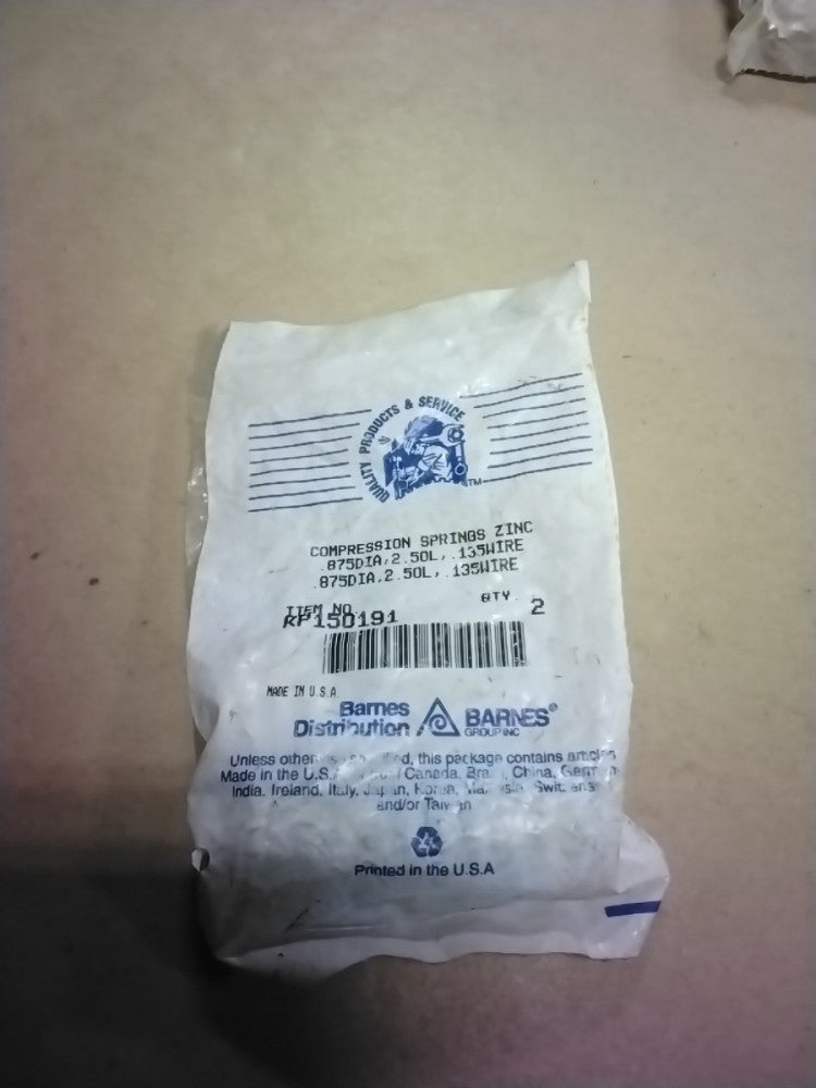 Barnes KP150191 Compression Springs Zinc, Qty 2
