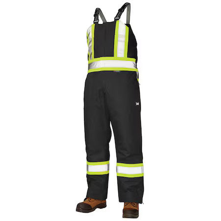 Tough Duck S79831 Hi-Vis Insulated Bib Overalls,Black