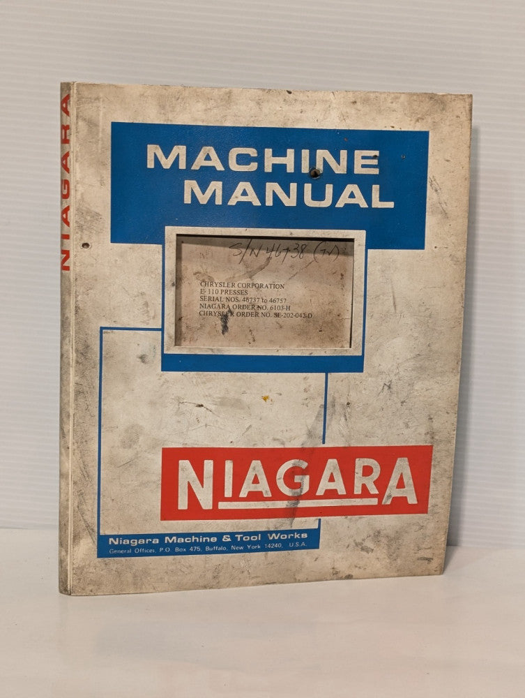 Niagara Machine Manual for E-110 OBI Open Back Inclinable Machine Press