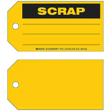 Brady 86758 Tag, Maintenance, Paper, 3 In H X 5 3/4 In W, Yellow, Rectangle,