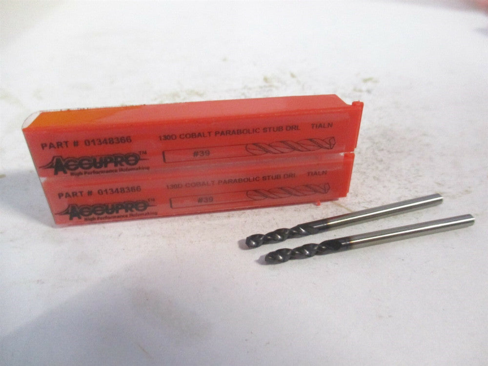 (1630253A-AC) #39 130° Parabolic Flute Cobalt Screw Machine Drill Bit - Qty 2