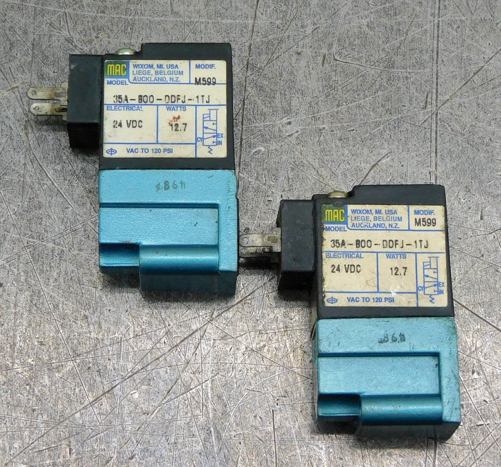 Mac 35A-B00-DDFJ-1TJ Solenoid Valve 24 VDC Lot of Two (2)